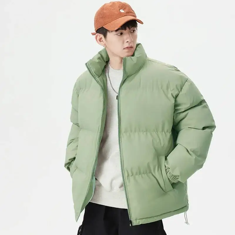 

Autumn And Winter Dopamine Stand-Up Collar Coat, Men's Thick Pure Color Warm Jacket, Cotton Coat