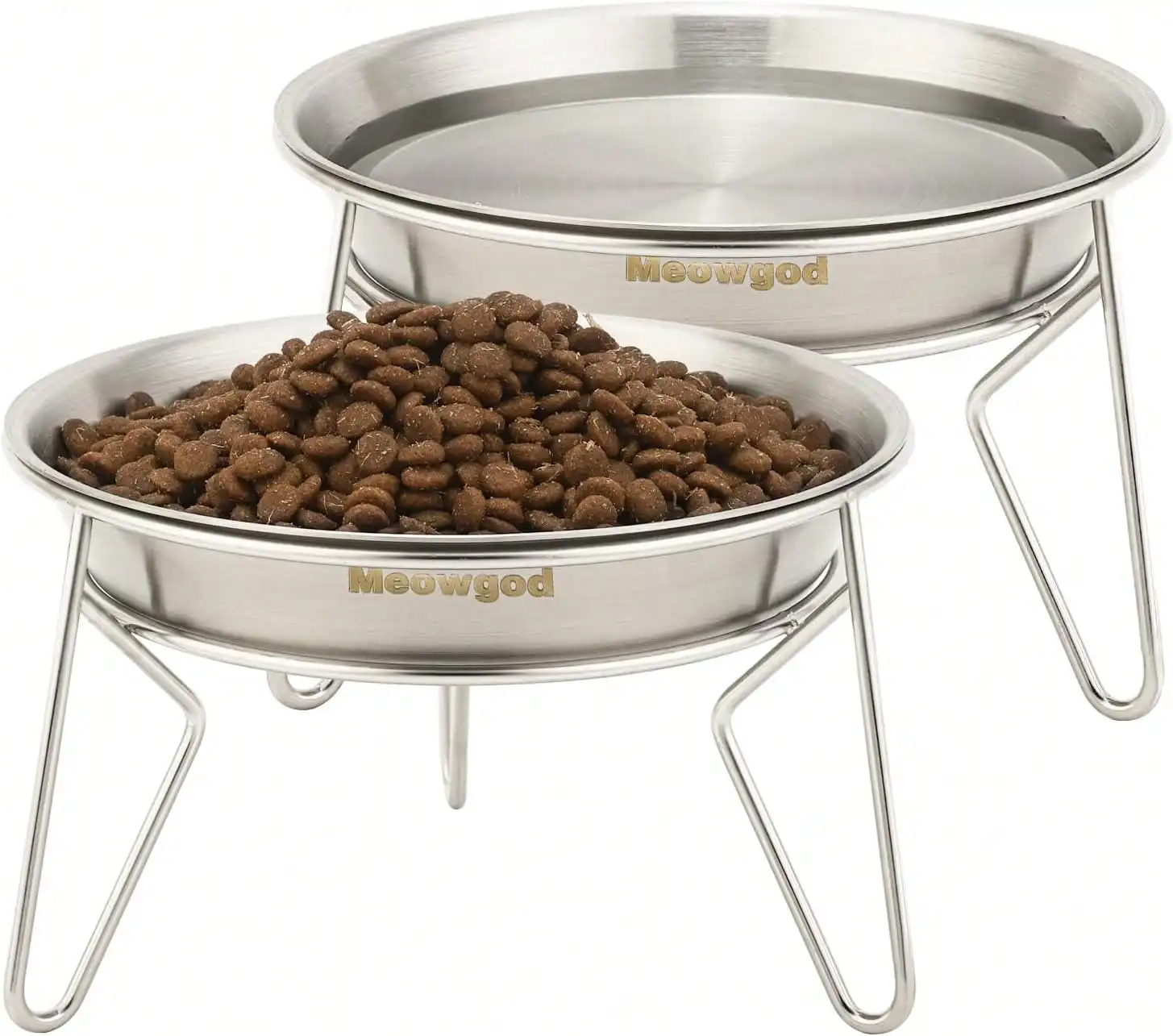 

6 7 Wide Stainless Steel Water Dishes With Anti Slip Stand 2 Pack