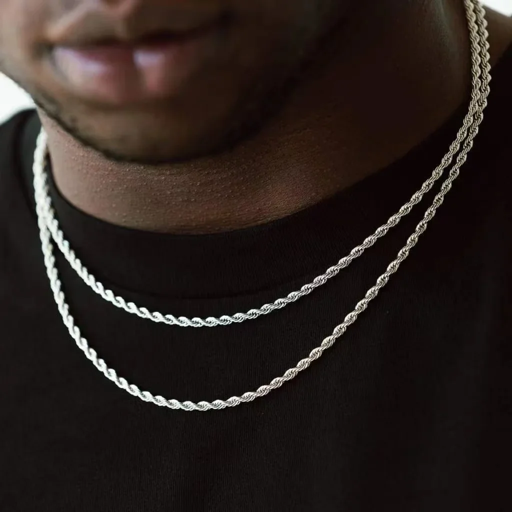 Wholesale 925 Sterling Silver 4MM 16-24 Inches Hip Hop Twist Chain Men Punk Necklace Fashion Link Necklace For Women Jewelry