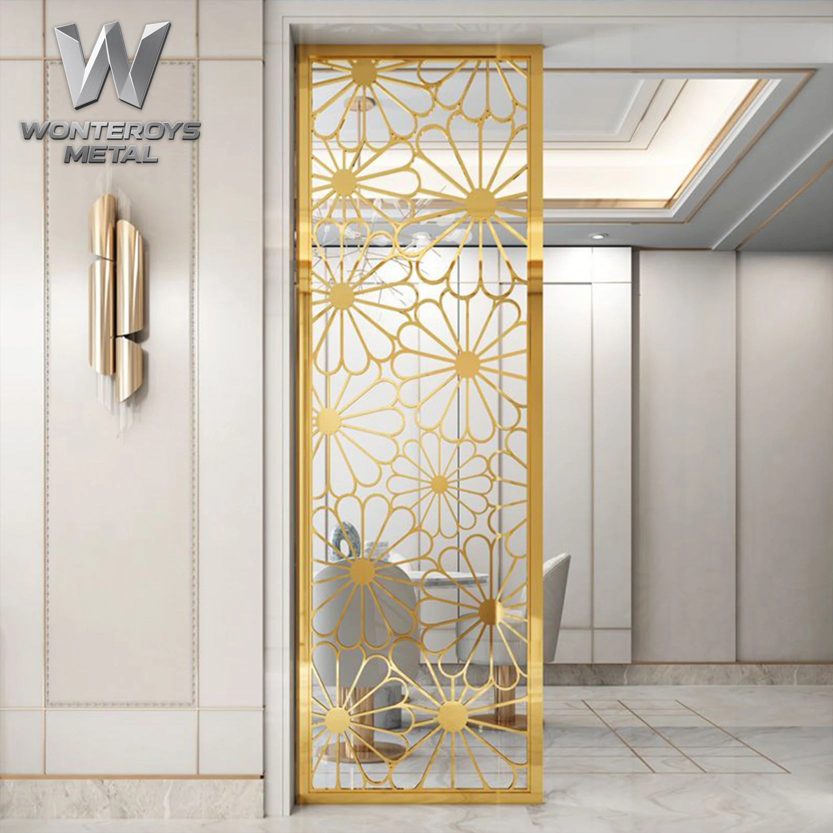 Office Partition,Modern Design Laser-Cut Metal Folding Screen Partition Cost-Effective And Waterproof Room Divider For Sliding F