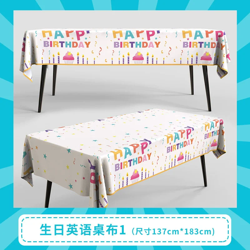 

Happy Birthday Waterproof Tablecloth Adults Children Babies One Year Old Banquet Party Decoration Atmosphere Supplies Spanish
