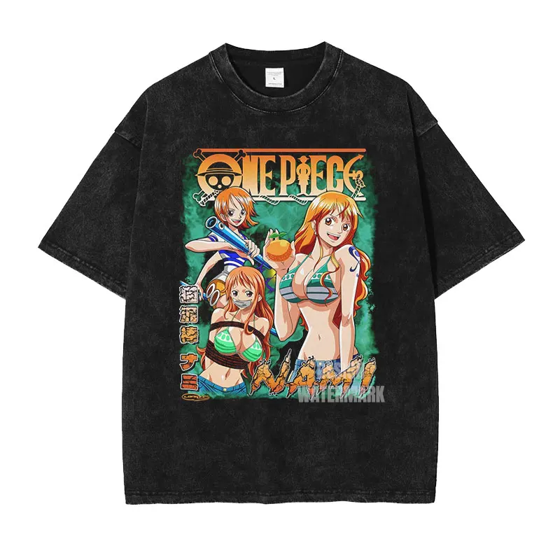 

2026 Summer Y2k Retro Washed One Piece Cosplay Cotton T-shirt Men's Super Casual Cotton Short Sleeve Unisex Street Shirt