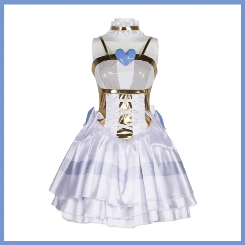 Panty de Anime con medias con cinturón de liga, disfraz de Cosplay de anarquía, vestido de princesa blanco, peluca de ala de Lolita, traje de fiesta Sexy para mujer 5ftu^