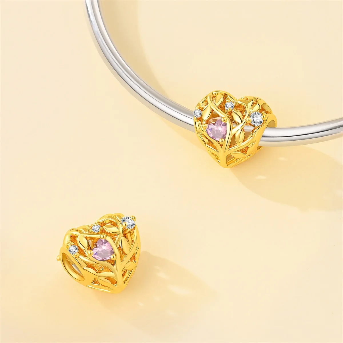 Gold Charms 925 Silver Zircon Love Tree of Life Beads Popcorn Luminous Apple Pendant Fit Original Bracelet DIY Jewelry Gifts