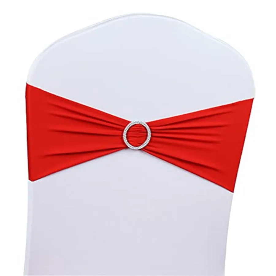 

50 Pack Spandex Chair Sashes Wedding Chair Decoration Party Chairs Covers - Red