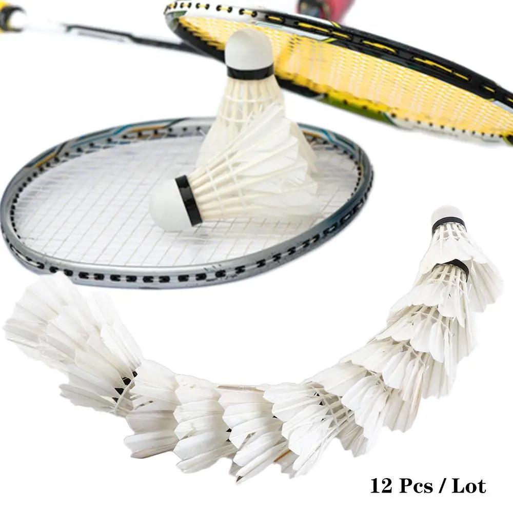 

White For Sports Outdoor Sports Cork Fitness Goose Feather Badminton Balls Shuttlecock 12 Pcs