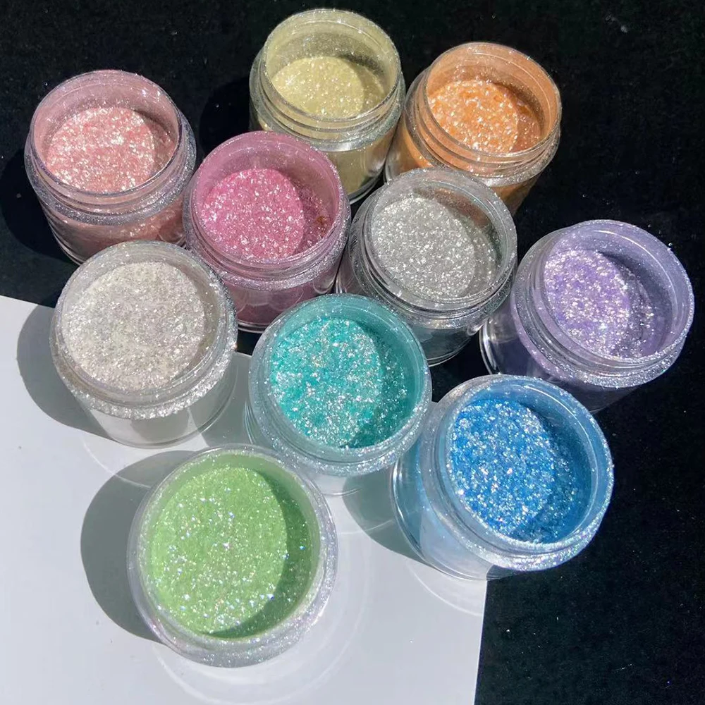 1 Bottle 10g Polarized Opal Nail Powder Aurora Flakes Fragments Manicure DIY Decoration Pigment Multi Colors Nail Dust