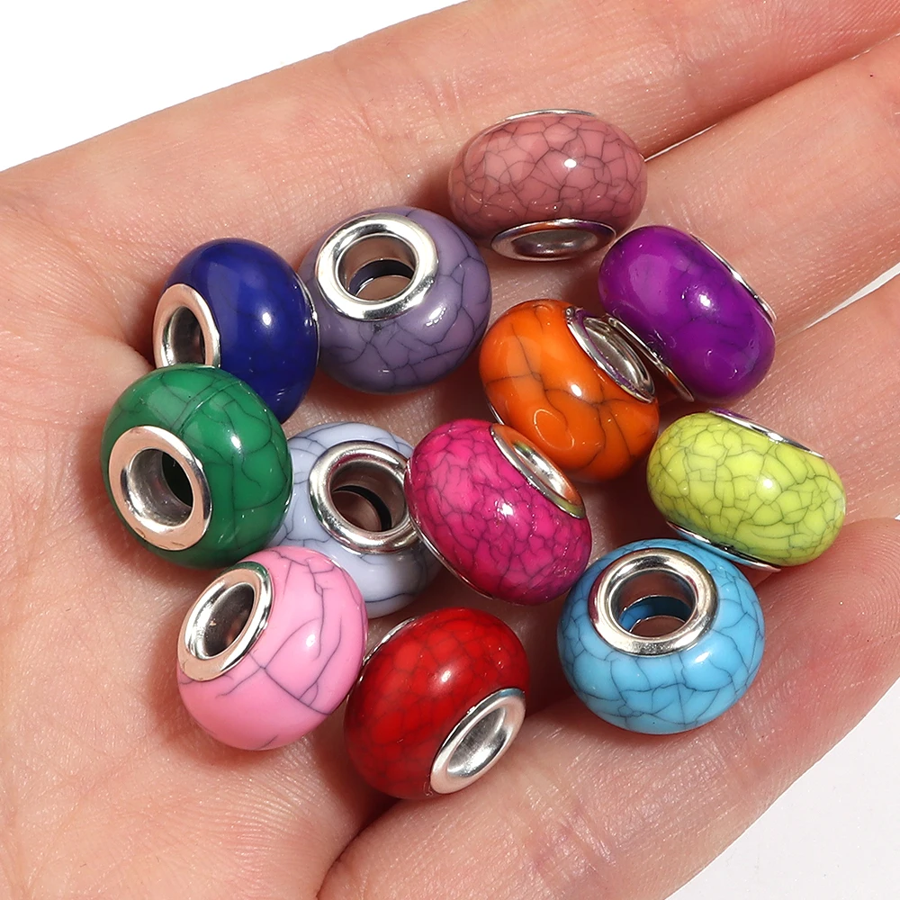 20 Stück/Set 9x14mm Zweifarbige Großloch-Harzperlen Anhänger Lose Zwischenperlen für Schmuckherstellung Zubehör DIY Halskette Armband – Detail 7