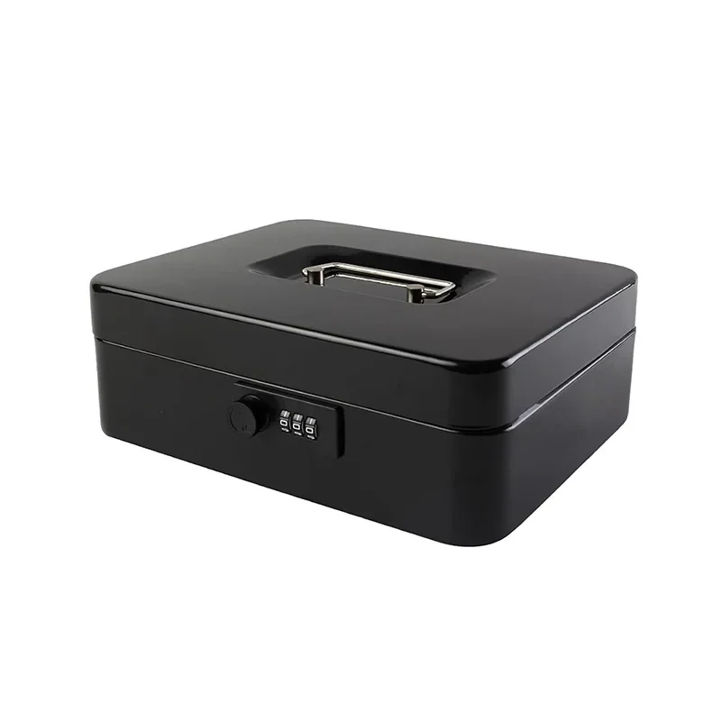 

Customizable Small Medium Steel Box with Removable Tray Password Lock Box Storage Safe Valuables Register Case