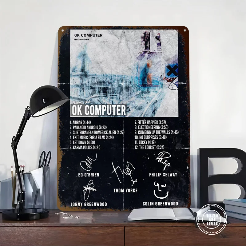 Radiohead 3D Texture Printed Poster Custom Vintage Metal Tin Plate Sign for Wall Art Decor Room Decoration At Home Funny Signs