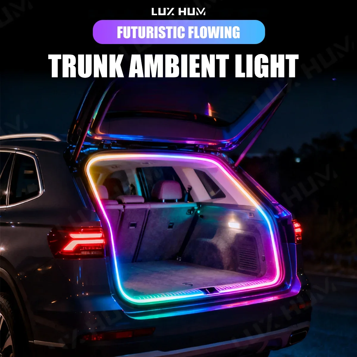 SUV Dynamische Mobile Kofferraum-Lichtleiste 400cm Flexible RGB Neon-Atmosphärenbeleuchtung 12V APP-gesteuertes Umgebungslicht – Detail 1