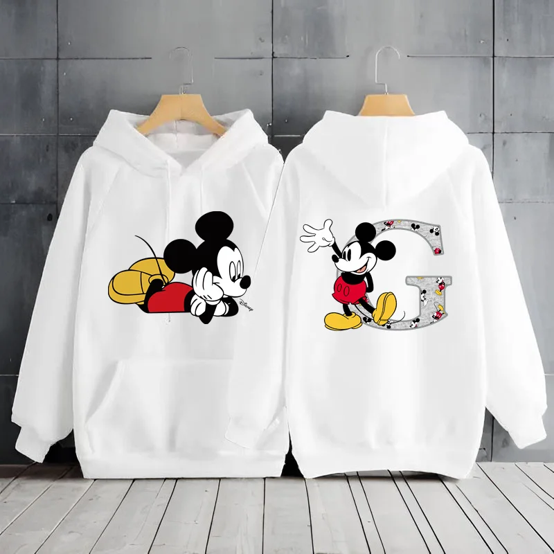 Disney Mickey Mouse A-Z 26  English Alphabet Hoodie Women\'s Sweatshirts Long Sleeve Hoodies Woman Clothing Hoodie Sweatshirts