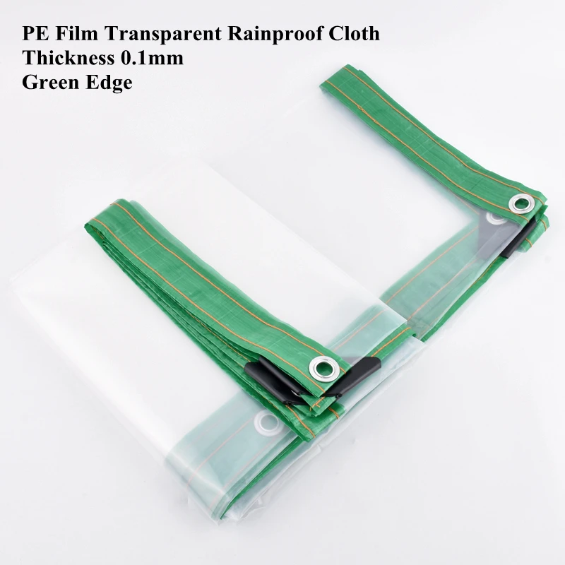 

0.1mm PE Film Transparent Rainproof Green Edge Greenhouse Plant Pet Dog House Keep Warm Cloth Lightweight Waterproof Tarpaulin