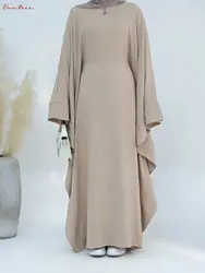 Fashion Bat sleeved Muslim Dress Muslim Robe Syari Female Full Length Muslim Dress Worship Service Abaya With Belt wy1991