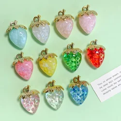 Transparent Colourful Strawberry Acrylic Pendant Earring Hairclip Accessories Supplies for Jewelry Making Diy Handmade 6pcs