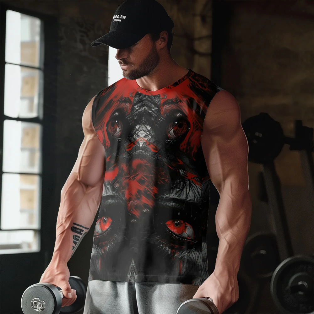 

Ужасный кровяной жилет с принтом глаз, повседневный топ для спортзала, тонкий жилет без рукавов со шлейфом, молодежный Мужской спортивный жилет для фитнеса