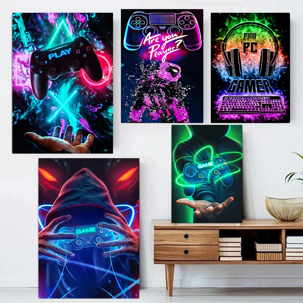 

Abstract Game Controller Punk Style Poster and Printed Canvas Painting Game Room Wall Art Pictures for Boy Rooms Home Decoration
