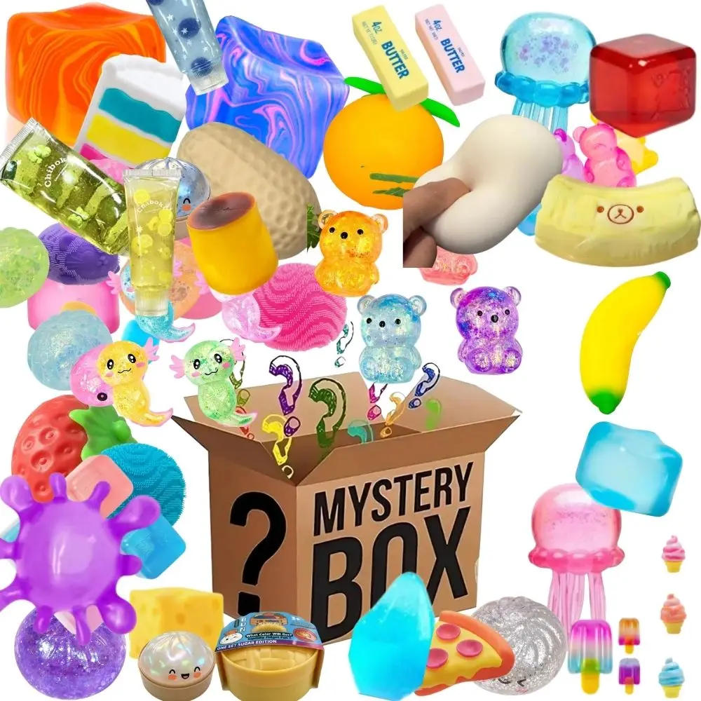 Blind Box Mystery Kawaii Cat Paw Mochi Squishy, Cube Simulated Food Fidget Toy, Cute Squeeze Foot Toy Antistress Stress-Relief