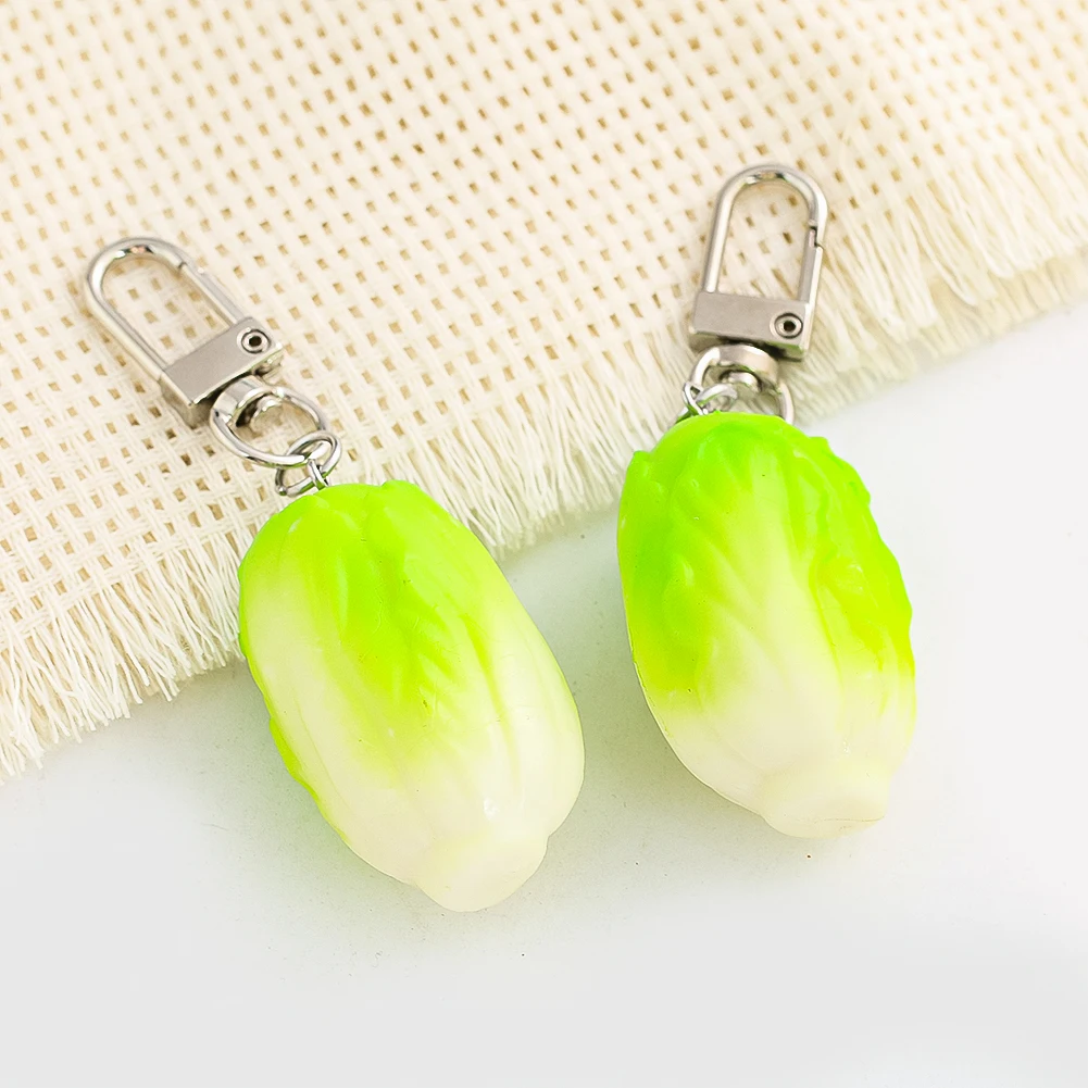 Creative Chinese Cabbage Food Keychains Simulation Vegetable Key Ring Women Men Funny Bag Car Key Airpods Box Jewelry Gift