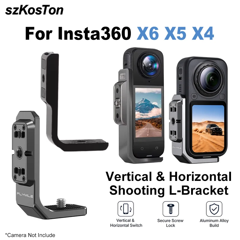 Staffa a L a sgancio rapido per Insta360 X6 X5 X4, adattatore per montaggio verticale/orizzontale per action camera