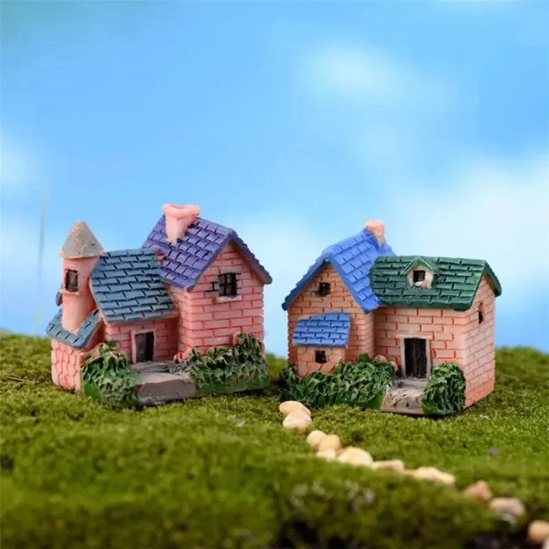 

Random Creative Small House Villa Micro Landscape Accessories Resin Small Ornaments Background Model Potted Decoration