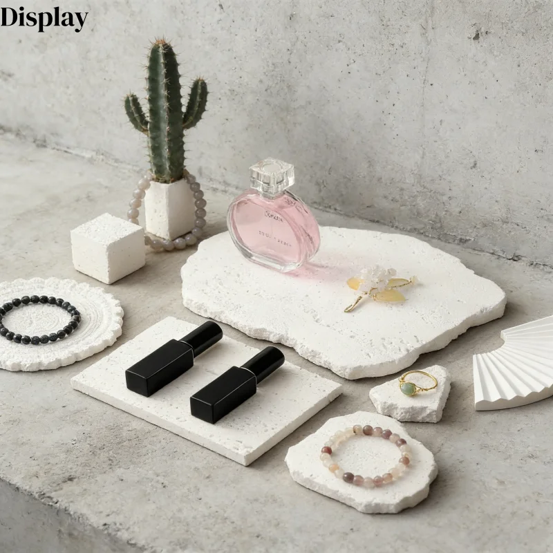

White Gypsum Jewelry Photography Prop, Irregular Hole Decorative Display Stand, Abstract Art Background for Ring Earring Necklac