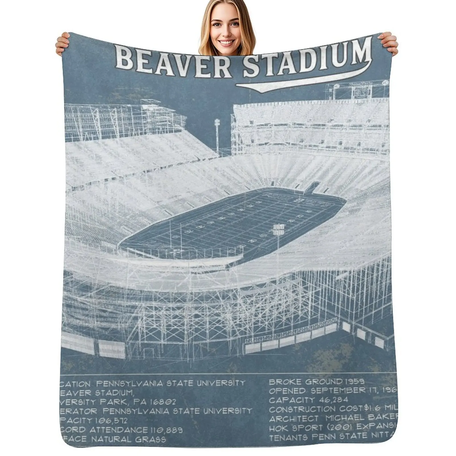 

Beaver Stadium Throw Blanket Cozy Microfiber Throw Blanket for Home Bedroom