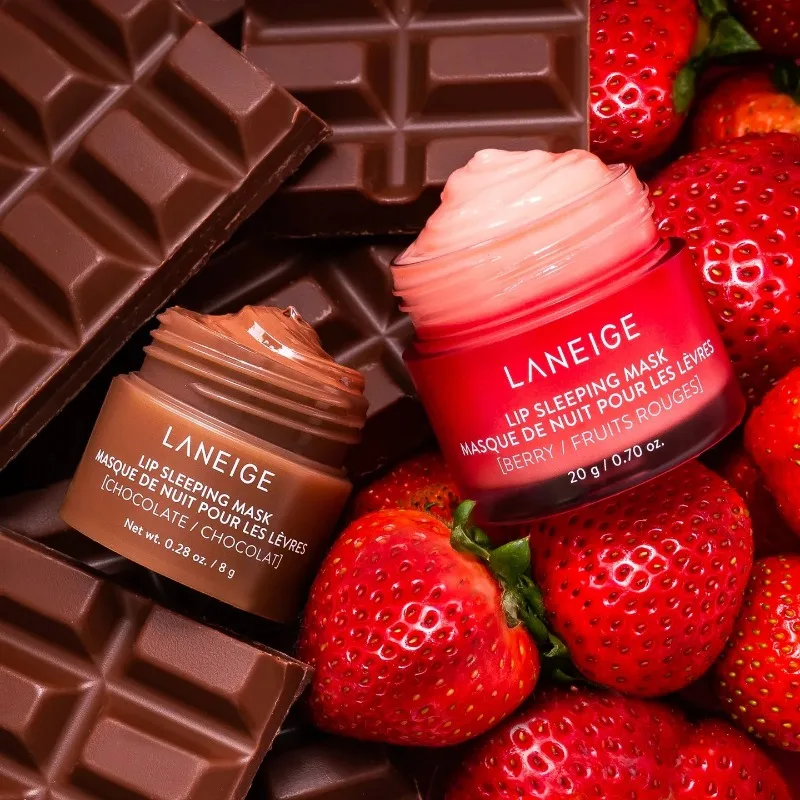 Mascarilla Labial Laneige Gummy Bear Vanilla Strawberry, Brillo Labial Voluminizador, Aceite Labial, Bálsamo Hidratante, Bálsamo Exfoliante para el Cuidado Diario