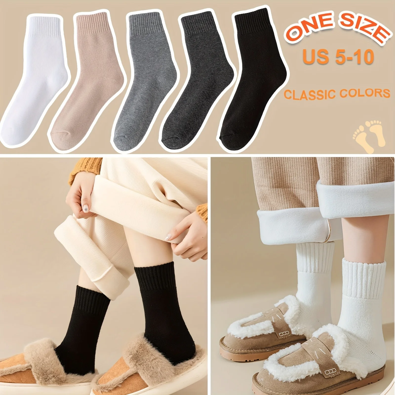 8/4/1 Double Women's Autumn/Winter Thick Anti freezing and Warm Mid tube Sleeping Socks