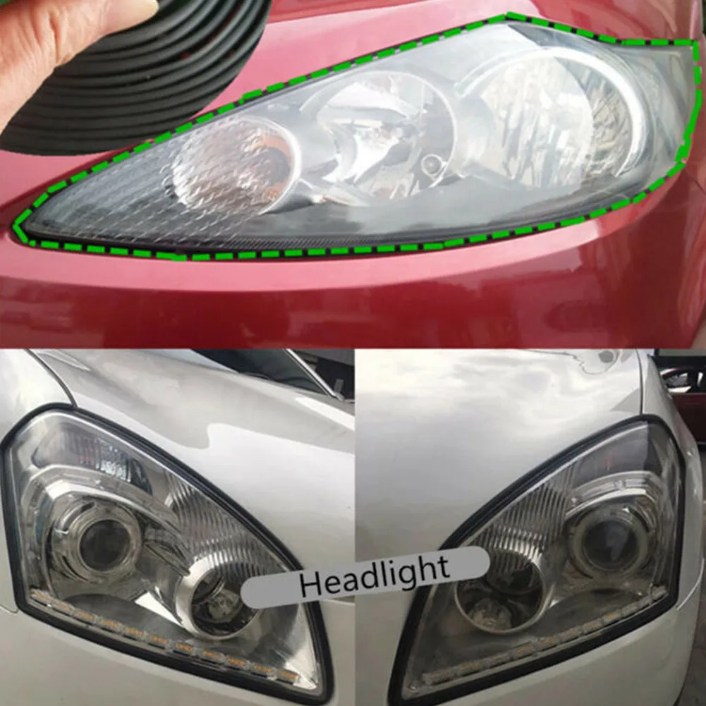 5M Rubber Sealing Strip Car Headlight Bumper Lip Weatherstrip W/ Dual-sided Tape 5 Meters White High Quality Exterior Parts