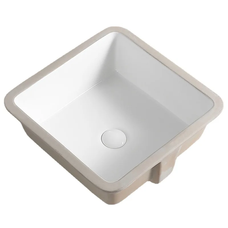 

Square flat bottom undercounter basin Embedded wash basin Household small size Round balcony ceramic