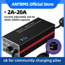 20A Lithium Battery Li-ion Lifepo4 Charger 36V 48V 58.4V 72V 60V 67.2V 84V 87.6V Curren Adjust Fast Charge 10S 16S 20S 24S