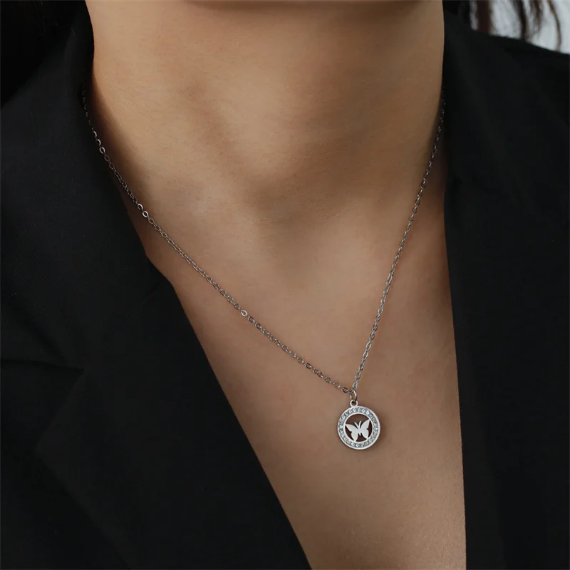 Trendy Edelstahl Strass Baum des Lebens Anhänger Halskette Für Frauen Charme Sommer Schlüsselbein Kette Schmuck Colgantes Cadena – Detail 37