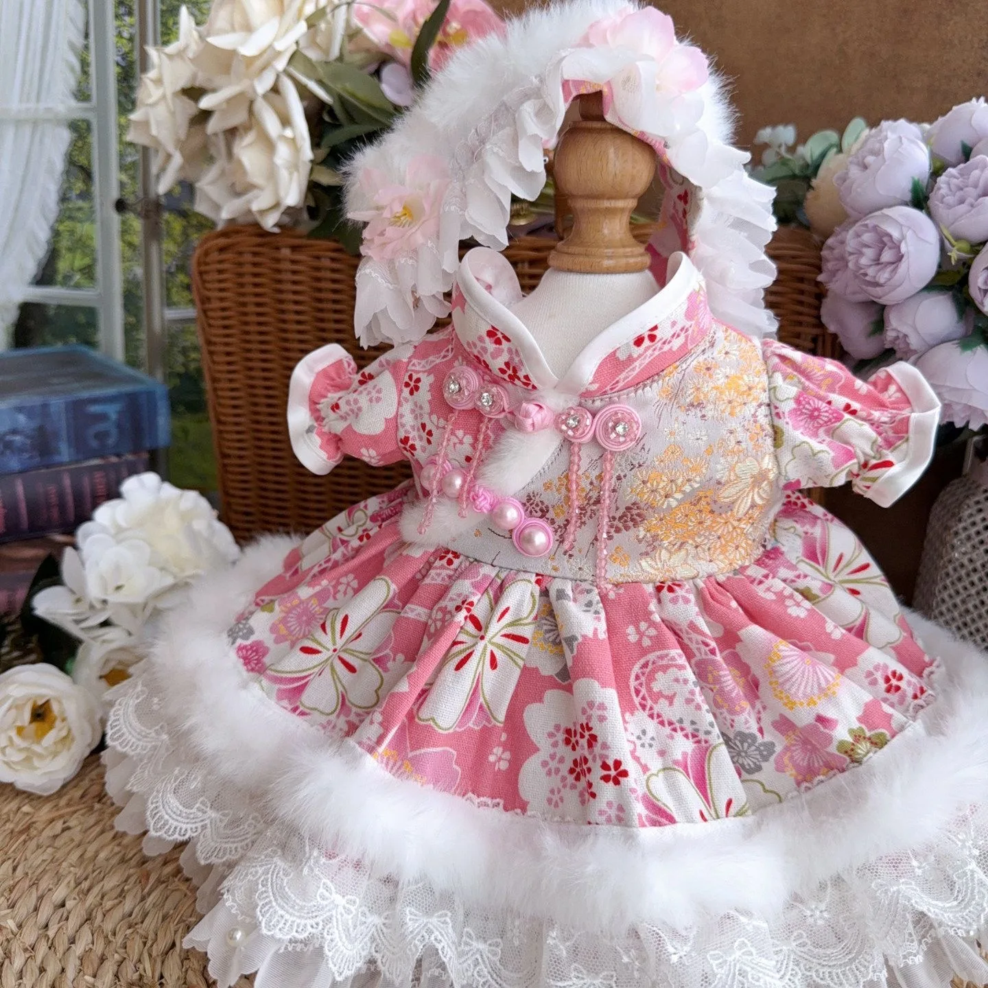 50-55cm reborn doll clothes white doll dress “Winter Snow Plum  Blossoms”, 20cm 40cm 10cm cotton doll clothes free shipping