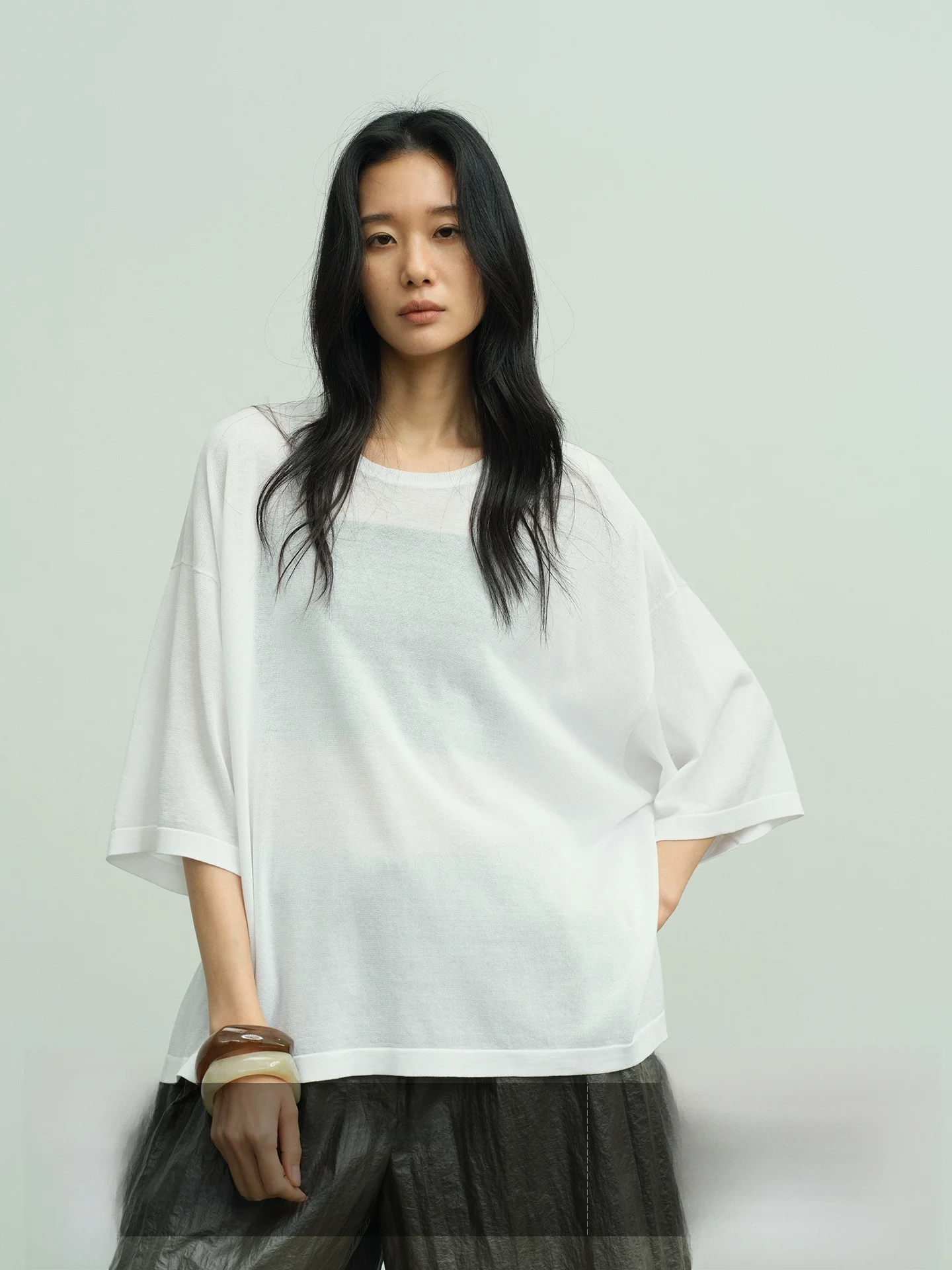 

Женский дышащий трикотажный свитер Ayuko из длинноволокнистого хлопка с круглым вырезом, свободного кроя, простой, стильный, для повседневной носки