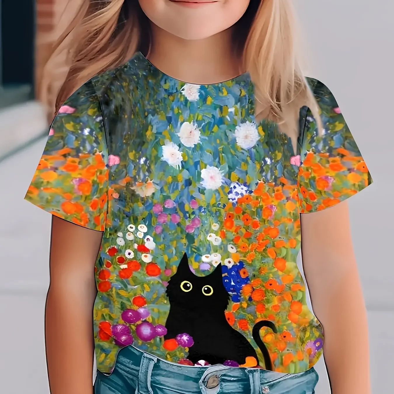 Roupas infantis menina camiseta manga curta 3d bonito animais impressão crianças roupas de verão casual ao ar livre gráfico meninos tshirt topos
