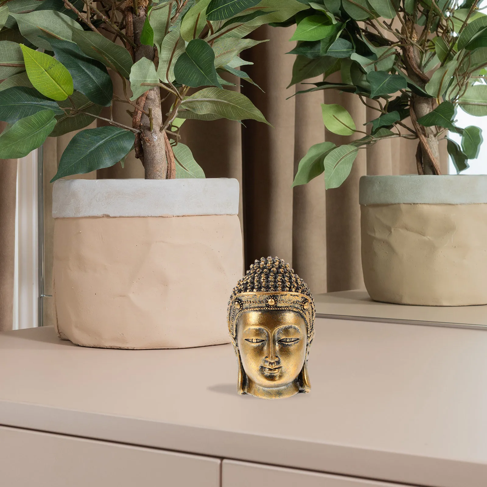 

Creative Buddha Head Statue Exquisite Texture Lightweight Resin Craft for Desk Shelf Home Decor Wedding New Year Gift Idea