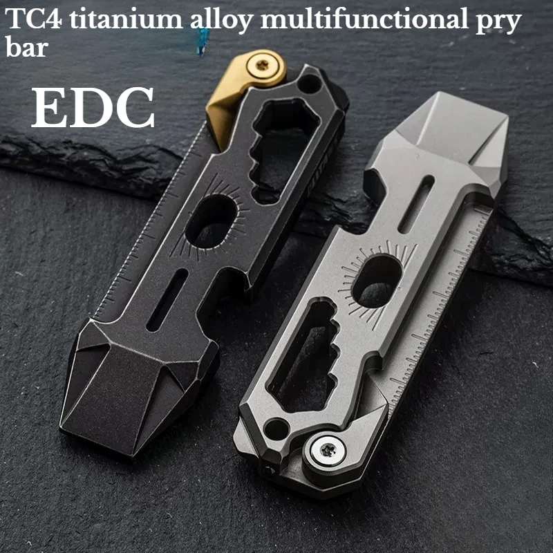 Outdoor Portable Titanium Alloy Multifunctional Pry Bar Camping Emergency Window Breaker Bottle Opener Survival Equipment