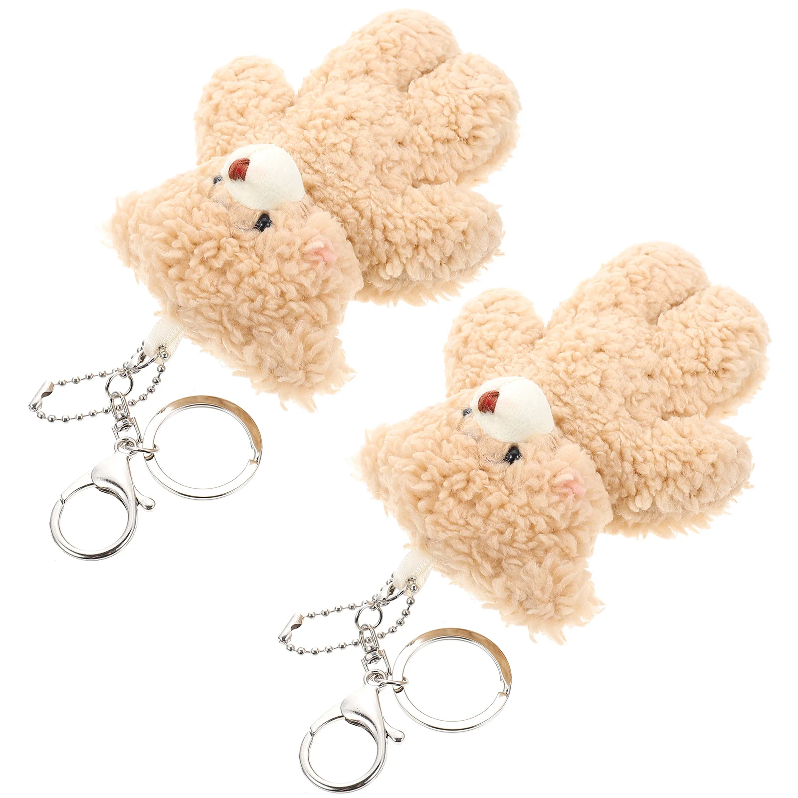 2 Pcs Plush Bear Keychain Ring Party Favors for Kids Bag Hanging Ornament Saucer