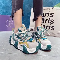 2023 New Lovely Chunky Sneakers donna suola spessa ragazze scarpe sportive Bright Casual Dad Shoes calzature femminili scarpe con plateau