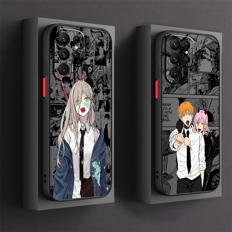 

Anime Cool Art Chainsaw Man Frosted Translucent For Samsung Note 20 A35 A03 A54 A31 A22 A34 A14 A24 A04 A55 5G Soft Phone Case