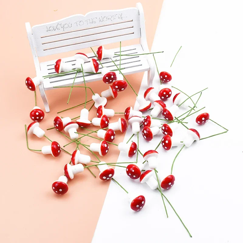 

20pcs Cheap Artificial Plants Fake Mushroom Christmas Decorations for Wedding Scrapbooking DIY Brooch Gifts Box Foam Pompon