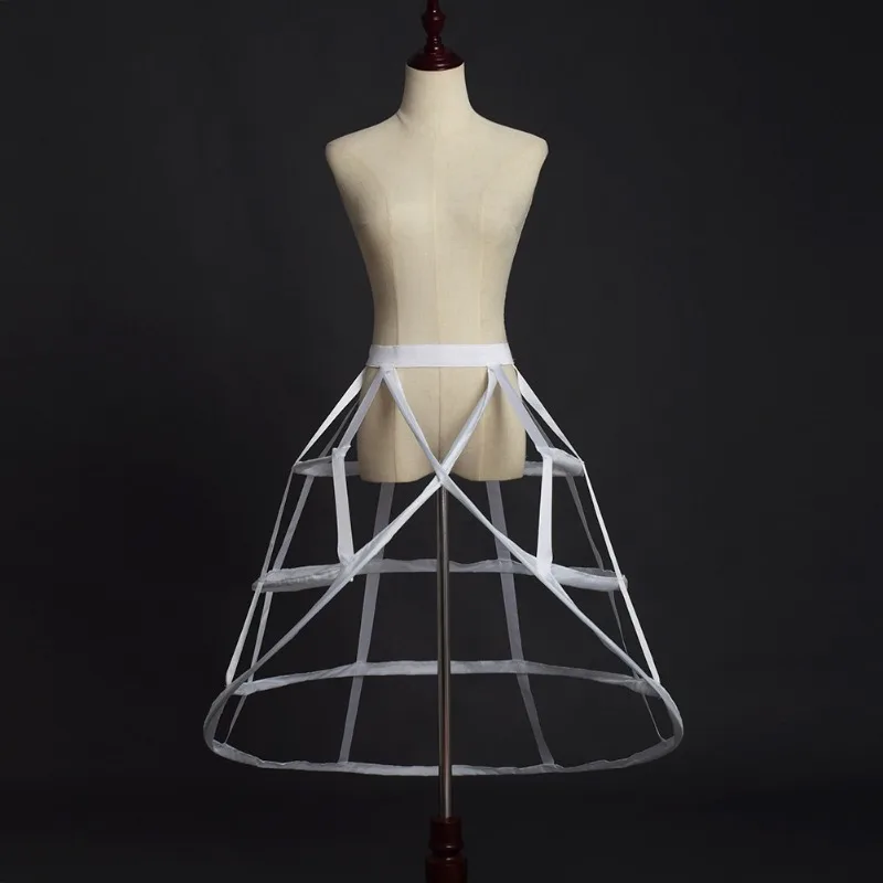 New Bony Hollow Cross Birdcage Skirt Support Lolita Cos Black and White Petticoat Fish Bone
