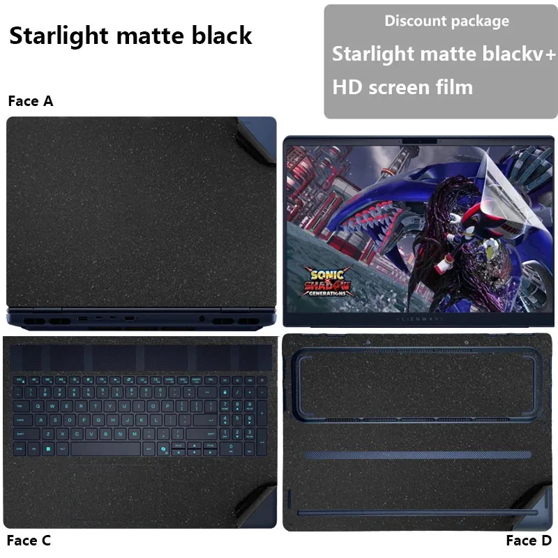 

For Alienware 16 Aurora/16x Aurora /16 Area 51 fuselage film M18 R2 game book M16 R2 shell skin X16 R2 protective film