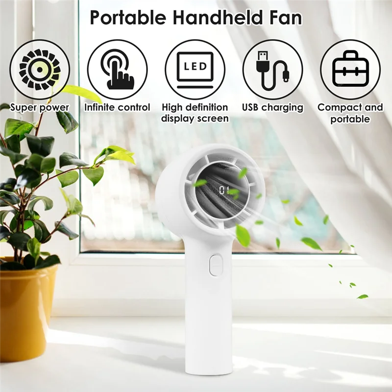A88Z Handheld Portable High Wind Long-Lasting Desktop Silent Small Fan 3-Speed Charging Fan With Display