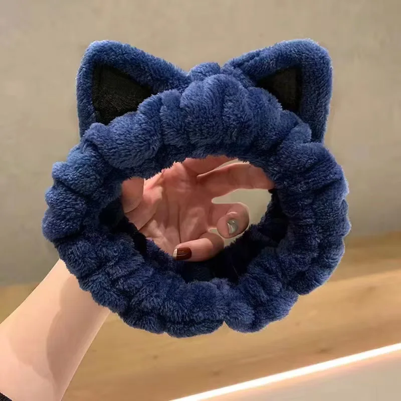 

Face Wash Headband Hairband With Cat Ears Coral Fleece Cartoon Cute Creative Hair Accessories headbands haar accessoires women