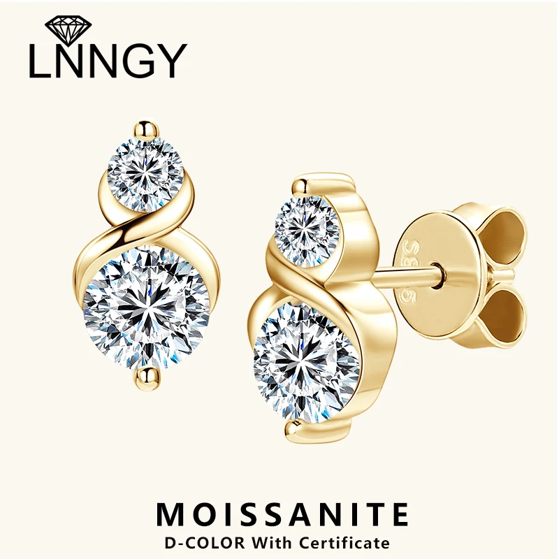 

Lnngy Sparkling 5mm&3mm Moissanite Earrings For Women Certified 925 Sterling Silver Infinity Stud Earring 2025 New Jewelry