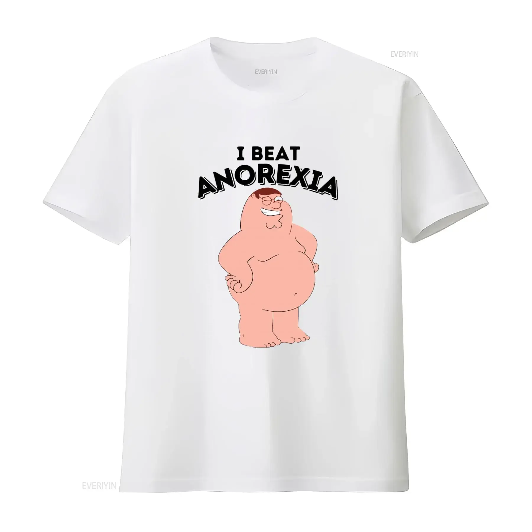Funny Peter Griffin I Beat Anorexia T Shirt for Men and Women Perfect Birthday  vintage Washed Top For Everyday Wear