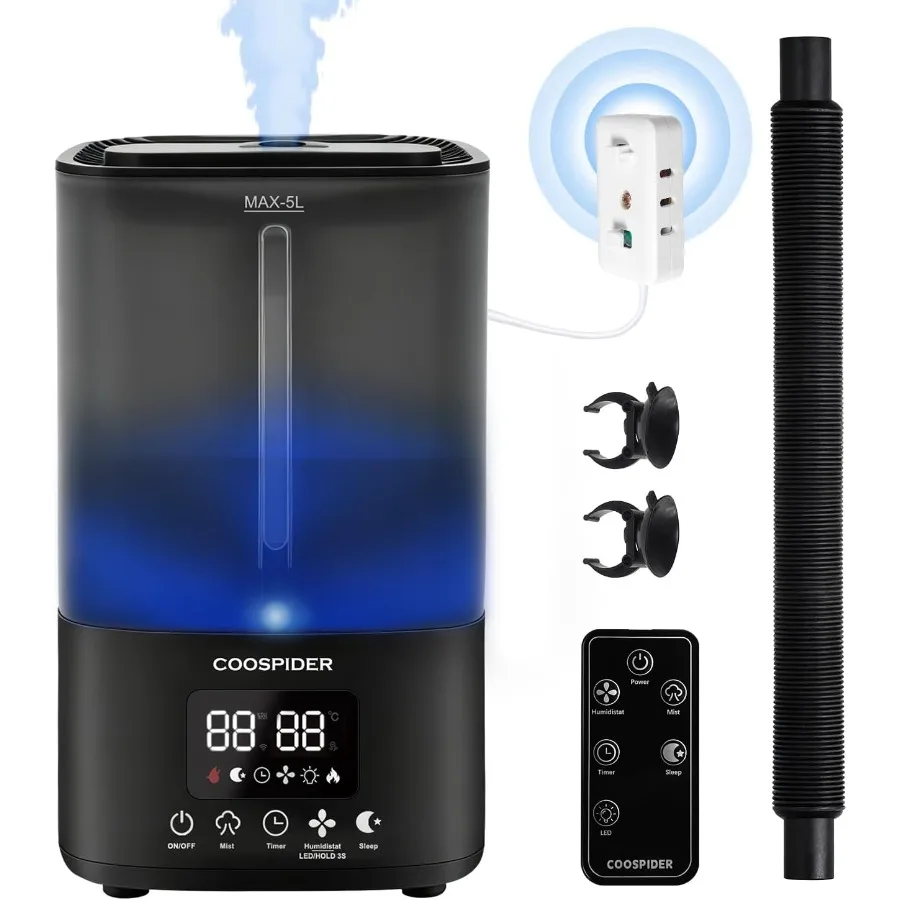 

Top-fill humidifier with timer and humidity control designed for indoor plants grow rooms mushroom cultivation bedrooms greenho