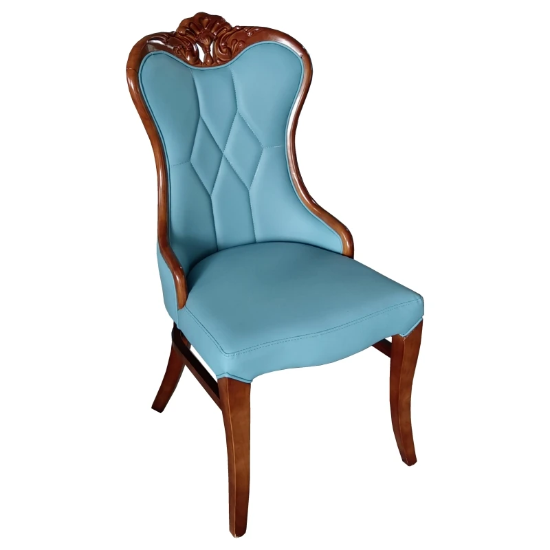 كرسي طعام من الخشب الصلب المنحوت للمنزل، مطعم غربي للمشاهير، كرسي ترفيهي من الجلد الرمادي، فندق P